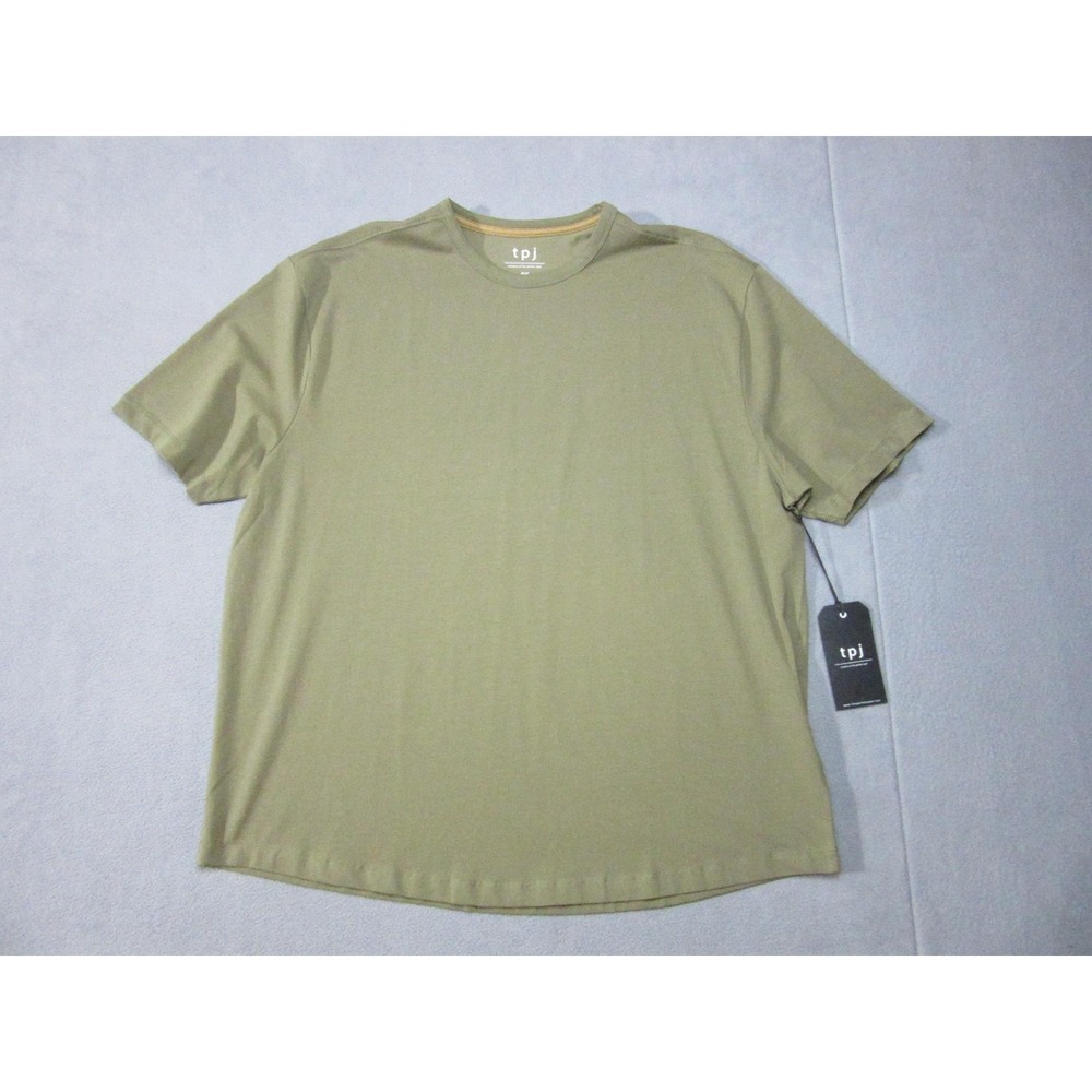 TPJ T-Shirt Mens 2XL Military Olive Green New Stretch Organic Cotton Crewneck